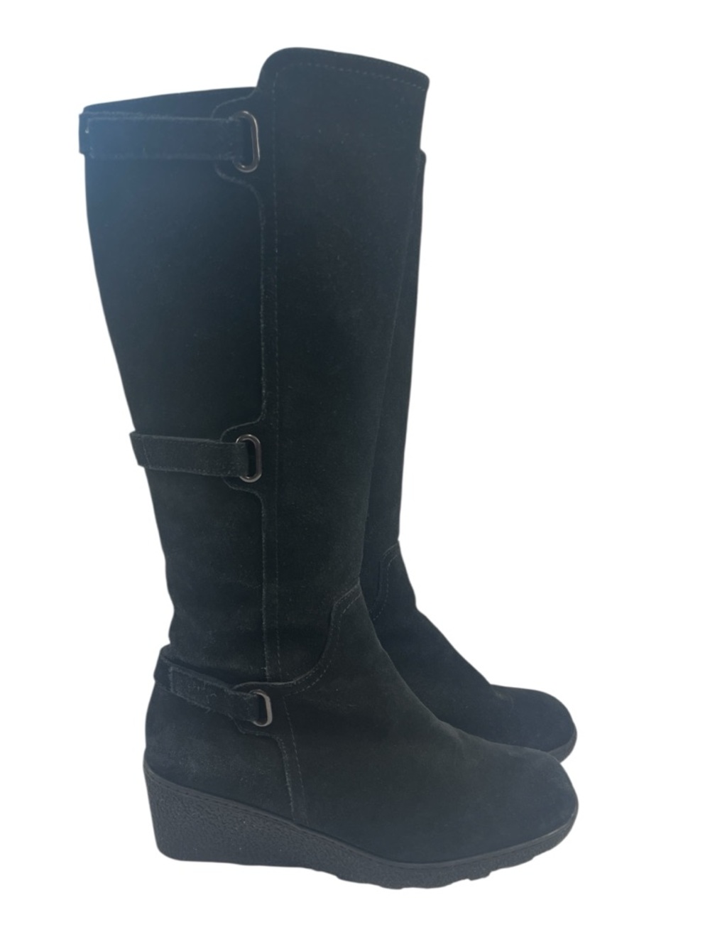 A2 by Aerosoles Womens Black Suede Wedge Knee High Boot Size 9M